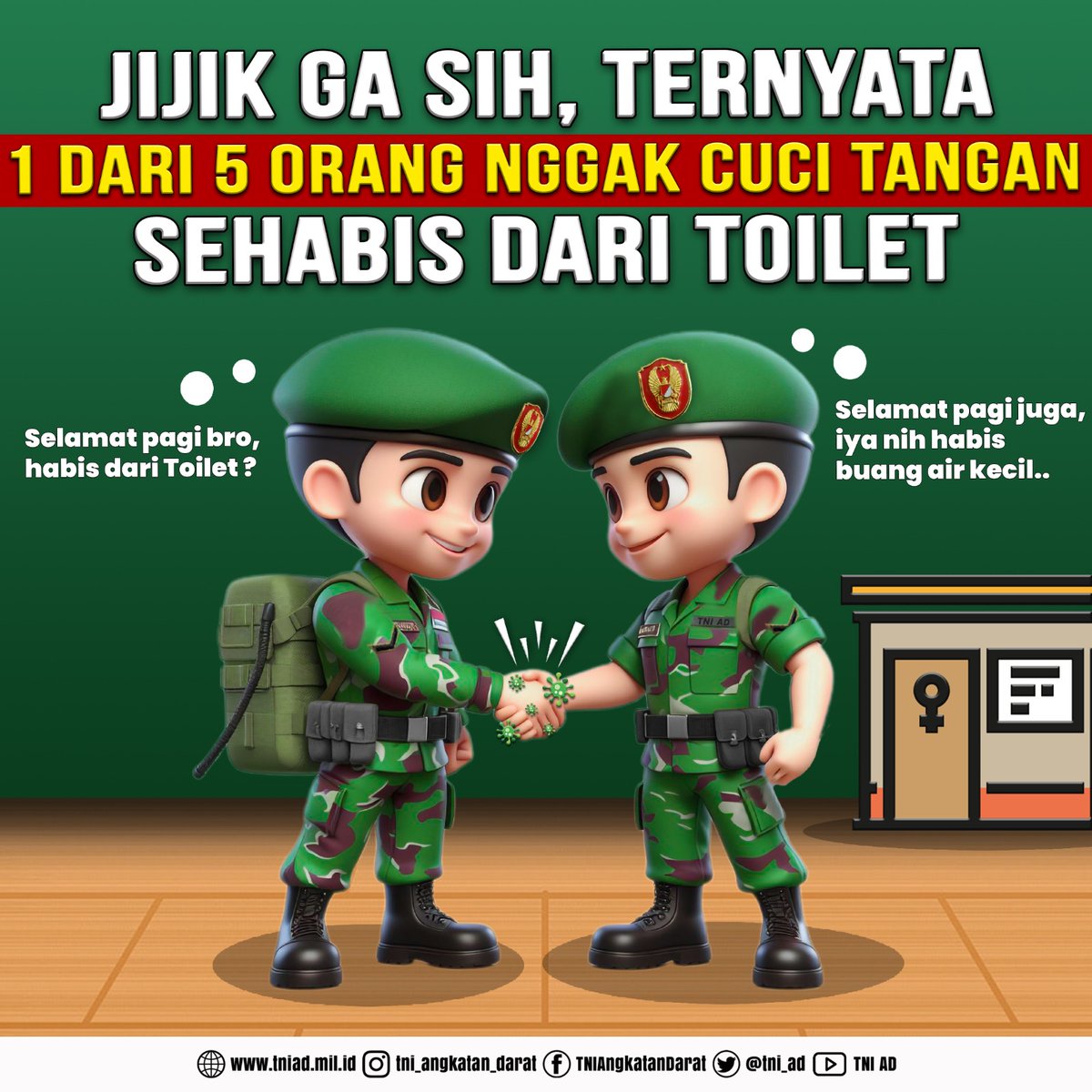 tni_ad's tweet photo. Ayo, biasakan diri untuk selalu mencuci tangan pakai sabun dalam kesehariannya.

#TNIADMengabdiDanMembangunBersamaRakyat
#tni
#tniad
#TNIADDihatiRakyat https://t.co/DZTgUXj4JE