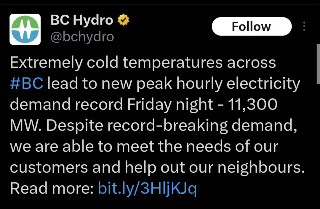 ABDanielSmith's tweet photo. I have to admit that I find it interesting our neighbours in BC &amp; Sask are able to produce enough energy meet their demands and ours during this cold snap.

It's almost like the unregulated private for-profit energy grid we have in Alberta has serious issues.

Nah, can't be that. https://t.co/mX5hdPSdze