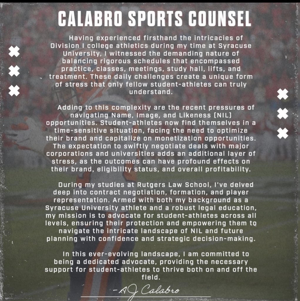 CalabroSports's tweet photo. COMING SOON: Elevating Athletes at Every Level. Trust in Elite Representation. Crafted by Former Athletes, Dedicated to Giving Back. Reach out and get involved! 🏆 #CSC https://t.co/3VkrTUIwCN