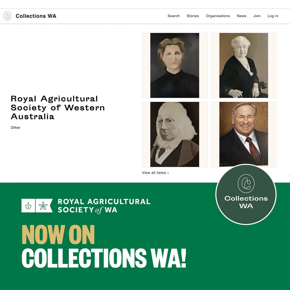 Exciting news! 🌿 

The Royal Agricultural Society is now part of Collections WA, bringing you closer to the rich heritage of agriculture and innovation. Explore the past, celebrate the present, and sow the seeds for a sustainable future. 🚜🌾 

Read more: collectionswa.net.au