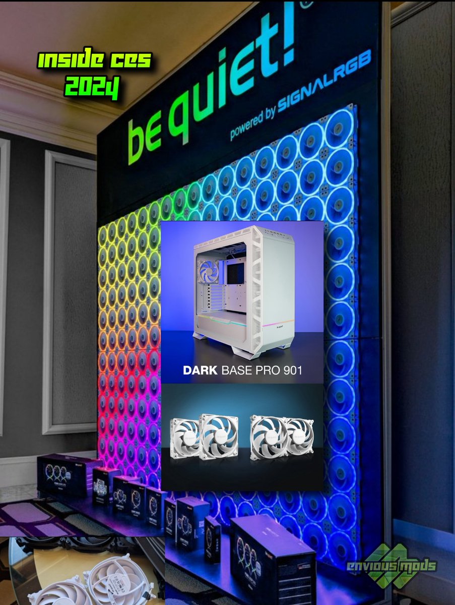 EnviousMods's tweet photo. Inside CES: @bequietofficial had some new offerings in white this year, including their new pro fans, the Dark Base 701 & 901.
#CES2024 #CES #enviousmods #bequiet #darkbase #pccase #pcfans https://t.co/FDWHoHWNc2