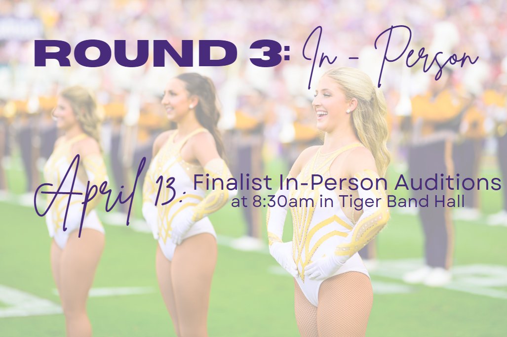 ⭐️AUDITION SEASON IS HERE!!⭐️

Check the links in our bio for specific information and requirements regarding each round of our audition process. DM or email us with questions.

#lsugoldengirls #auditions #auditionseason #TGBFTL