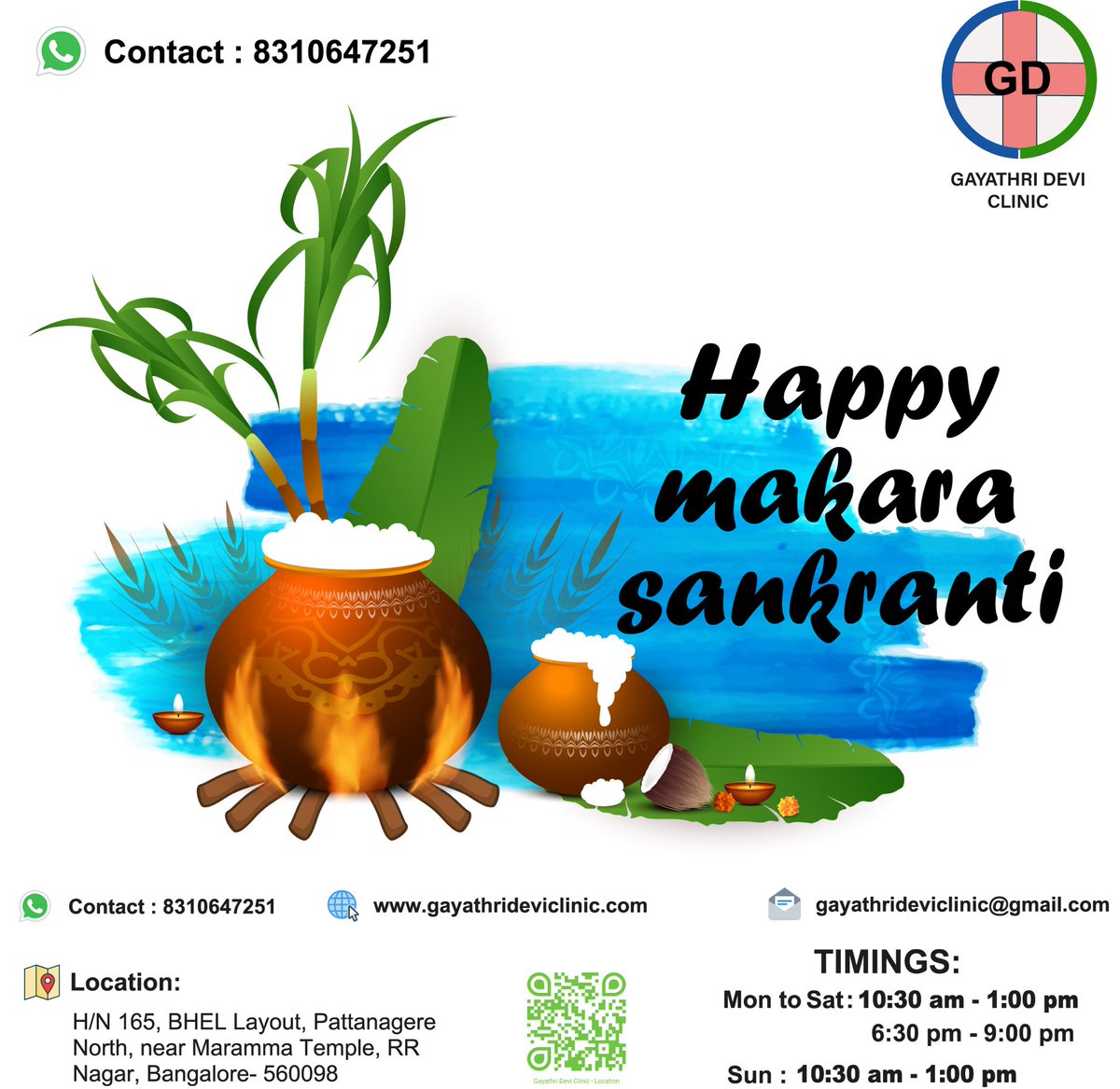 GDclinic's tweet photo. Happy Makara Sankranti 

@GDclinic 

#gayathrideviclinic #bangalore #bengaluru #rrnagarbangalore🎭 #rajrajeshwarinagar #pattanagere #pattanageremetrostation #karnataka #india #sankranti #pongal https://t.co/MSmvqtXOP5