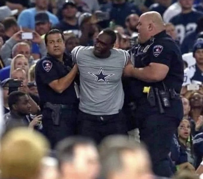 B1ackSchefter's tweet photo. BREAKING: Dallas man suing the Cowboys for having security force him to stay and watch the Wild Card playoff loss to the Packers in its entirety https://t.co/rmUHj8wvkh