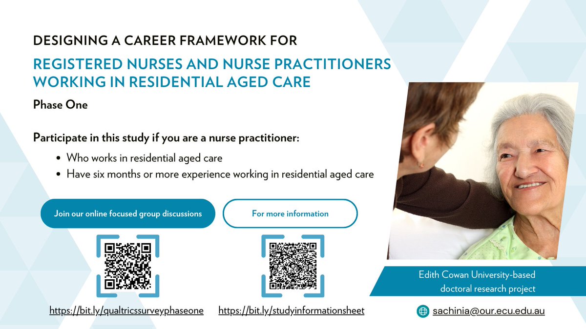 ADHERe_Centre's tweet photo. Contribute to shaping the future of nursing careers in aged care with Sachini Thennakoon's doctoral research project! Find out more or participate: https://t.co/z0RDphyXcl
#gerontology #gerontologicalnursing #nursing #agedcareaustralia #agedcare #health #nurse #nurseexperience https://t.co/PSM1Ynp7KK