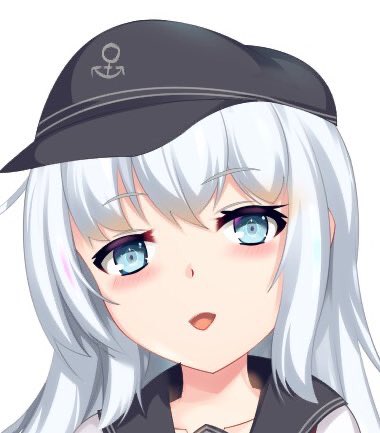 hibiki (kancolle) 1girl solo hat long hair blue eyes school uniform white background  illustration images