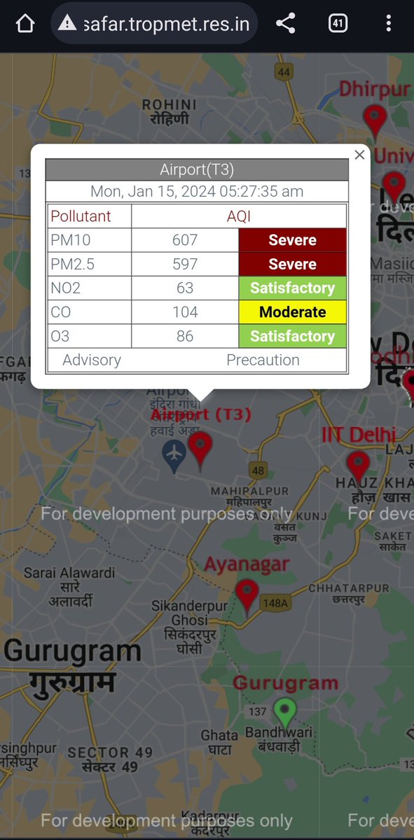 bijalcshah's tweet image. 🚨

#DelhiAQI #Severe

ℹ️
Sameer App
Safar_India

safar.tropmet.res.in/map_data.php?c…