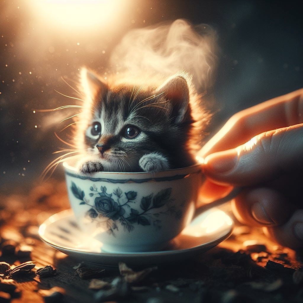 GeorgeCohta's tweet image. #DALLE3 
#MiniatureCat 

Bathing Time.
He wants to be in these narrow spaces. :p