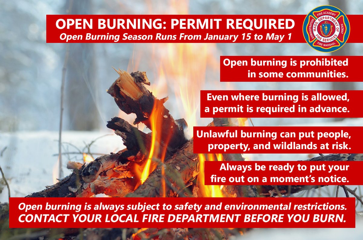 Open burning season starts tomorrow in communities where it's allowed. Even in those communities, you must obtain a permit from your local fire department first. Open burning is always subject to safety and environmental restrictions. Read more: ow.ly/P0iI50Qom1v