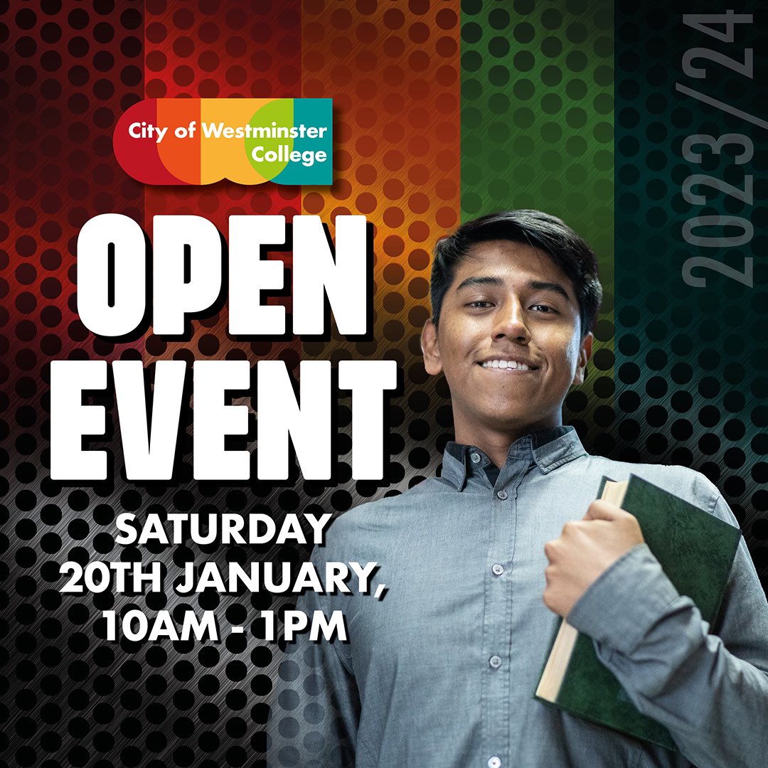 citywestcollege's tweet photo. Don’t miss our next Open Event - the perfect way to find out more about life at CWC!
📅 Saturday 20th January
⌚️10am-1pm
📍Paddington Campus
➡️ https://t.co/Y32rjwW0jR
#WeAreCWC #OpenEvent #OpenDay #NextSteps #CWC #UnitedCollegesGroup https://t.co/SZSEfcvWFT