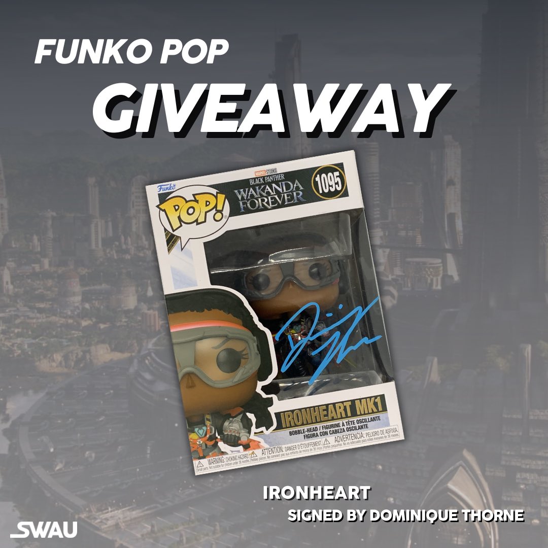 swau_official's tweet photo. Was anybody hoping for another fantastic giveaway? All of you Marvel fans are going to want to get in on this special item; enter for a chance to win this Ironheart Funko Pop signed by Dominique Thorne! Here are the rules.  To enter: • Follow @swau_offical • Like this post • Retweet for an extra entry • Tag one friend PER REPLY for extra entries  Winner will be announced next week. GOOD LUCK! . . . AVOID SCAMS!  We will never announce our winner in the comment section or reply to your comment. Every winner is privately messaged. We will never ask you to click a link or provide credit card information. All giveaways are 100% free. Please report any fake accounts. Thank you for being a part of the SWAU family!