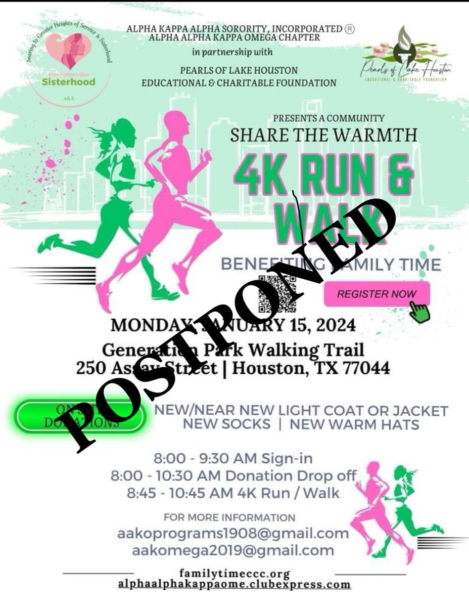 polhfoundation's tweet photo. ATTENTION: The Share the Warmth 4K Walk/Run has been postponed due to the forecast of inclement weather.  Follow us for the rescheduled date! https://t.co/KwseTMMOXU