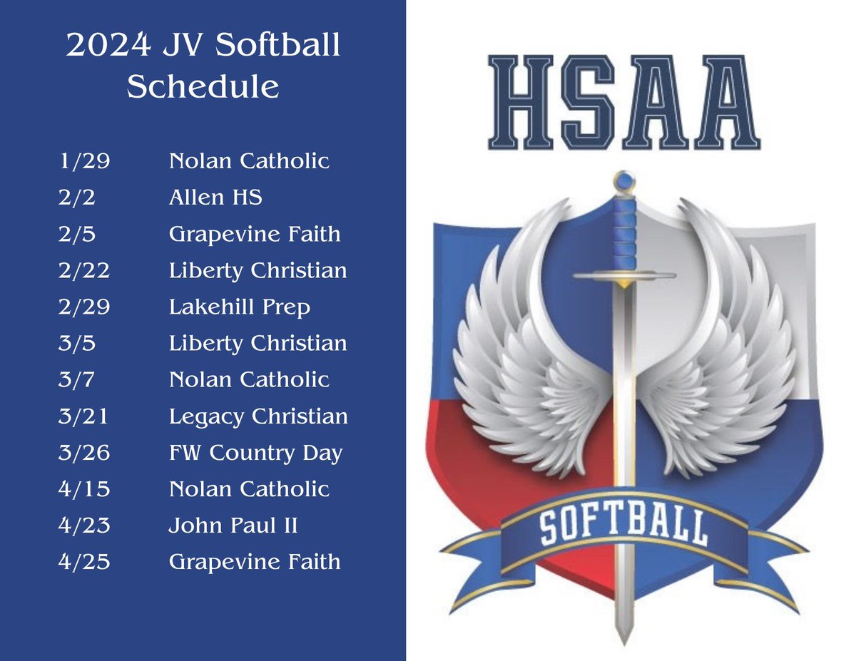 HSAA spring schedules are now available! You can follow our most up-to-date schedule on our Google Calendar to make it out to catch a game!Let’s go, Angels!
