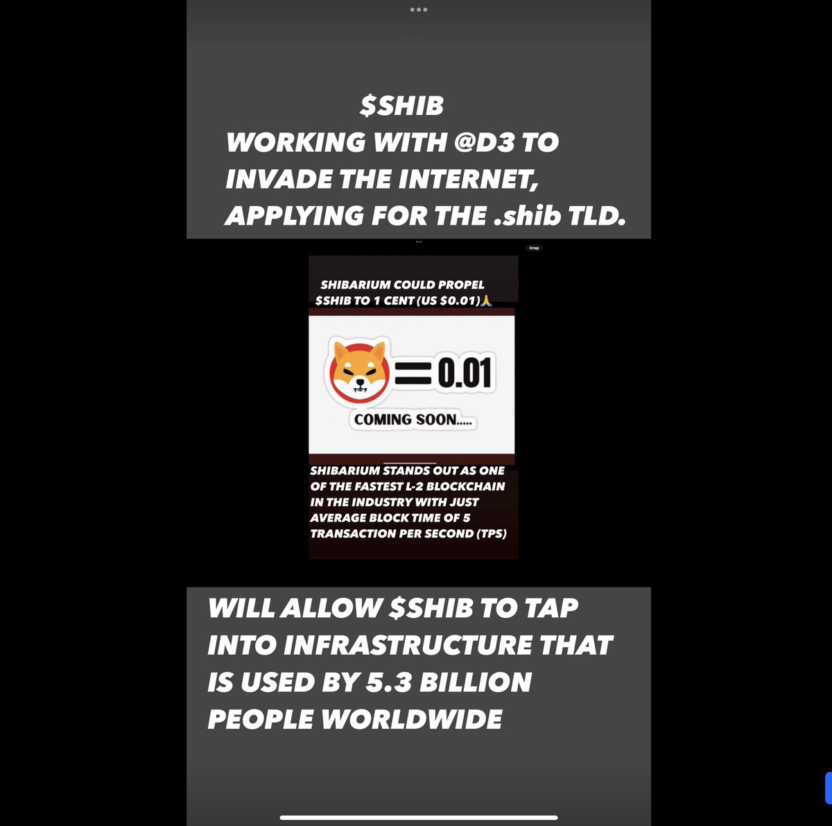 BezosCrypto's tweet photo. THIS IS HUGE ๐
@Shibtoken WORKING @D3inc to #InvadeTheInternet BY APPLYING FOR THE .shib TLD.
WILL ALLOW $SHIB TO TAP INTO INFRASTRUCTURE THAT IS USED BY 5.3 BILLION PEOPLE WORLDWIDE
OVER D LAST YEAR D INTERNET GAINED 198M NEW USERS, D ENTIRE CRYPTO MARKET ONLY HAS 425M USERS https://t.co/sbqYequ0nG