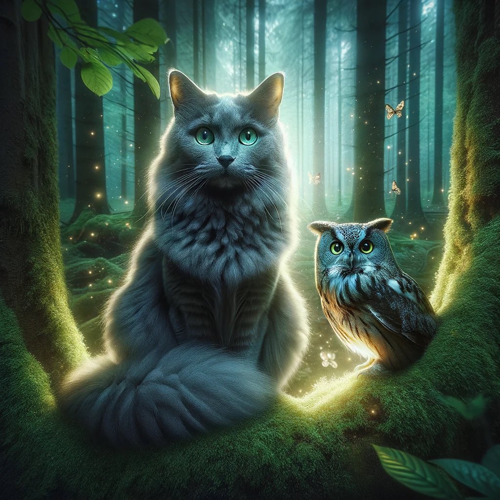 Professor_Kovu's tweet photo. Amidst verdant whispers, Kovu, flanked by his nocturnal guide, invites a dance with destiny.
π³πββ¬ππ¦
In harmony, they weave a taleβwhere the curious unravel the forestβs #secret rhymes.
#MysticMuse #ForestFables
#sundayvibes #SundayMotivation
#cats #memes #aiart #AIArtGallery https://t.co/EDSsxL534Z
