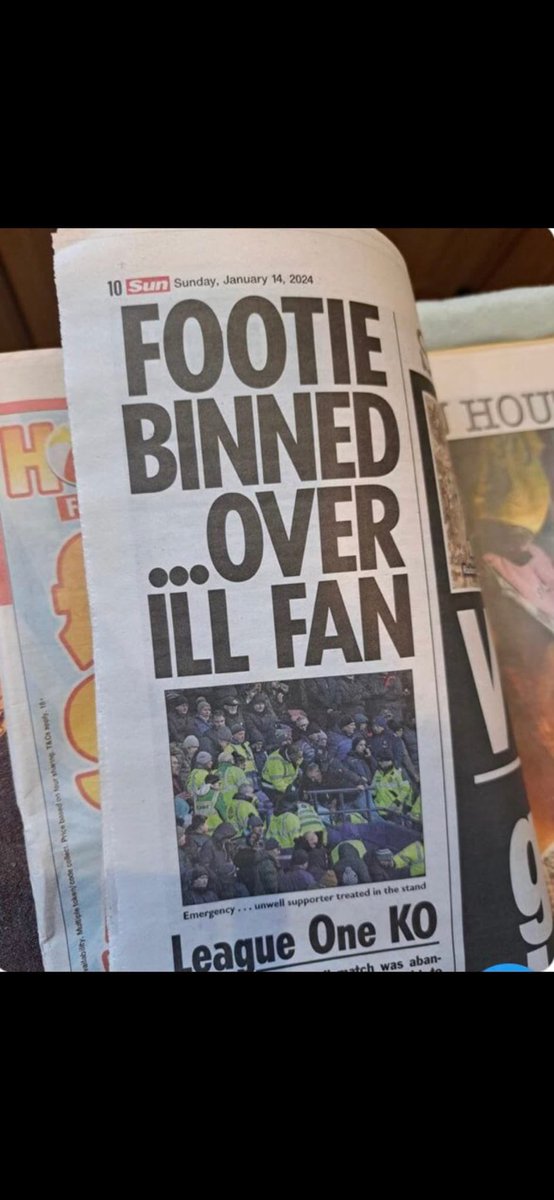 ElGaffer's tweet image. Once again that excuse of a paper continues to scrape the barrel. This is how they report a fan collapsing (and later dying) on the terraces. If you still buy this rag, you are part of the problem. #boycottthesun #thesun #banthesun #spiritofshankly #patheticpaper