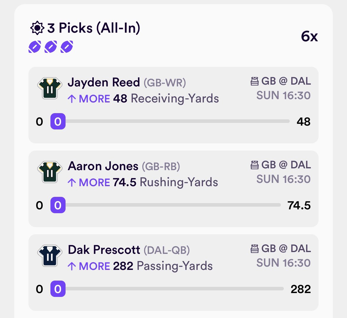 SweatWithSteve's tweet photo. Some Early game fun #dabble #prizepicks #nfl #packers #cowboys #dak #ceedee #underdog https://t.co/tmq40iBuOx