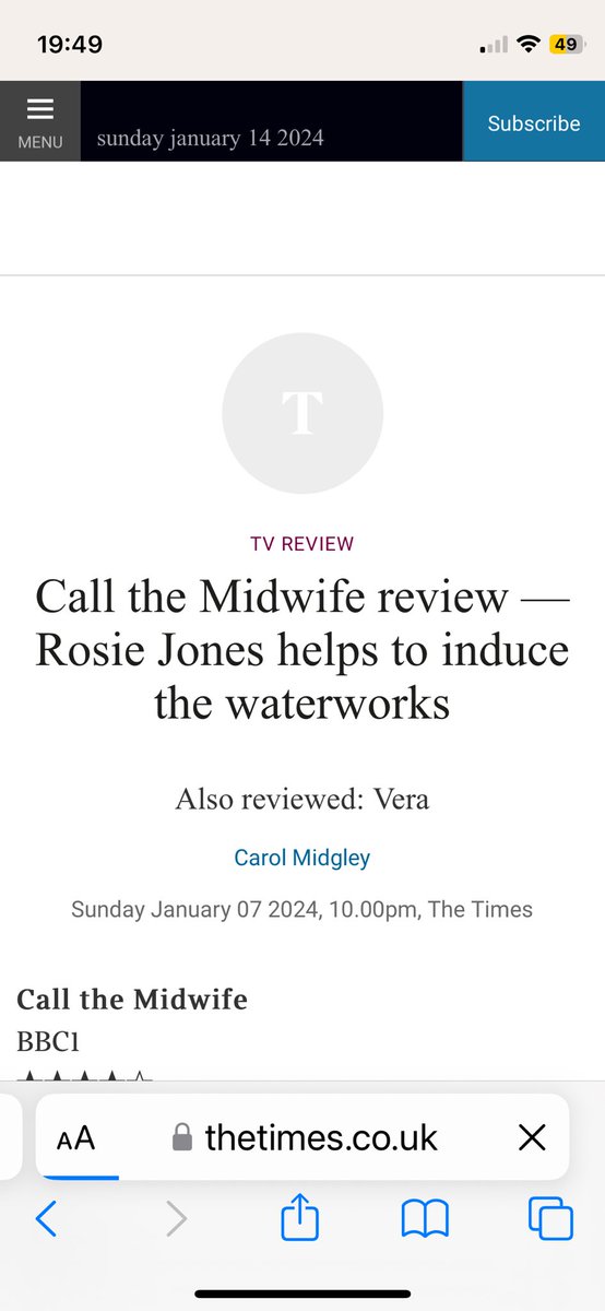 Alice Ziffrah Purser (@alicezpurser) on Twitter photo Well deserved praise for #rosiejones in episode 1 available on @bbciplayer now. Do tune in to @bbcone for episode 2 tonight #callthemidwife #castingby <a href="/OffTheKerb/">Off The Kerb</a>
⭐️⭐️⭐️⭐️ - The Telegraph
⭐️⭐️⭐️⭐️ - The i
⭐️⭐️⭐️⭐️ - The Sunday Times
👏🏻👏🏻👏🏻 Well deserved praise for #rosiejones in episode 1 available on @bbciplayer now. Do tune in to @bbcone for episode 2 tonight #callthemidwife #castingby <a href="/OffTheKerb/">Off The Kerb</a>
⭐️⭐️⭐️⭐️ - The Telegraph
⭐️⭐️⭐️⭐️ - The i
⭐️⭐️⭐️⭐️ - The Sunday Times
👏🏻👏🏻👏🏻