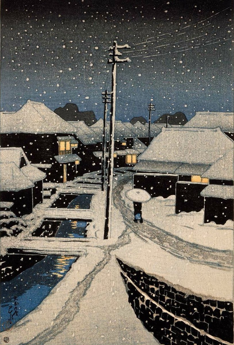 Kawase Hasui
Evening Snow at Terashima Village, 1920