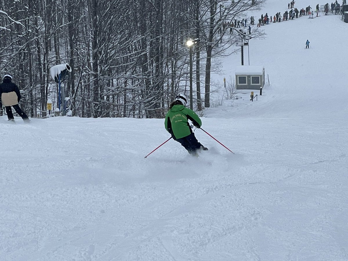 Notre_Ski's tweet photo. NDP ski team taking advantage of fresh snow to get practice in during Family Weekend. https://t.co/uECJrS365L