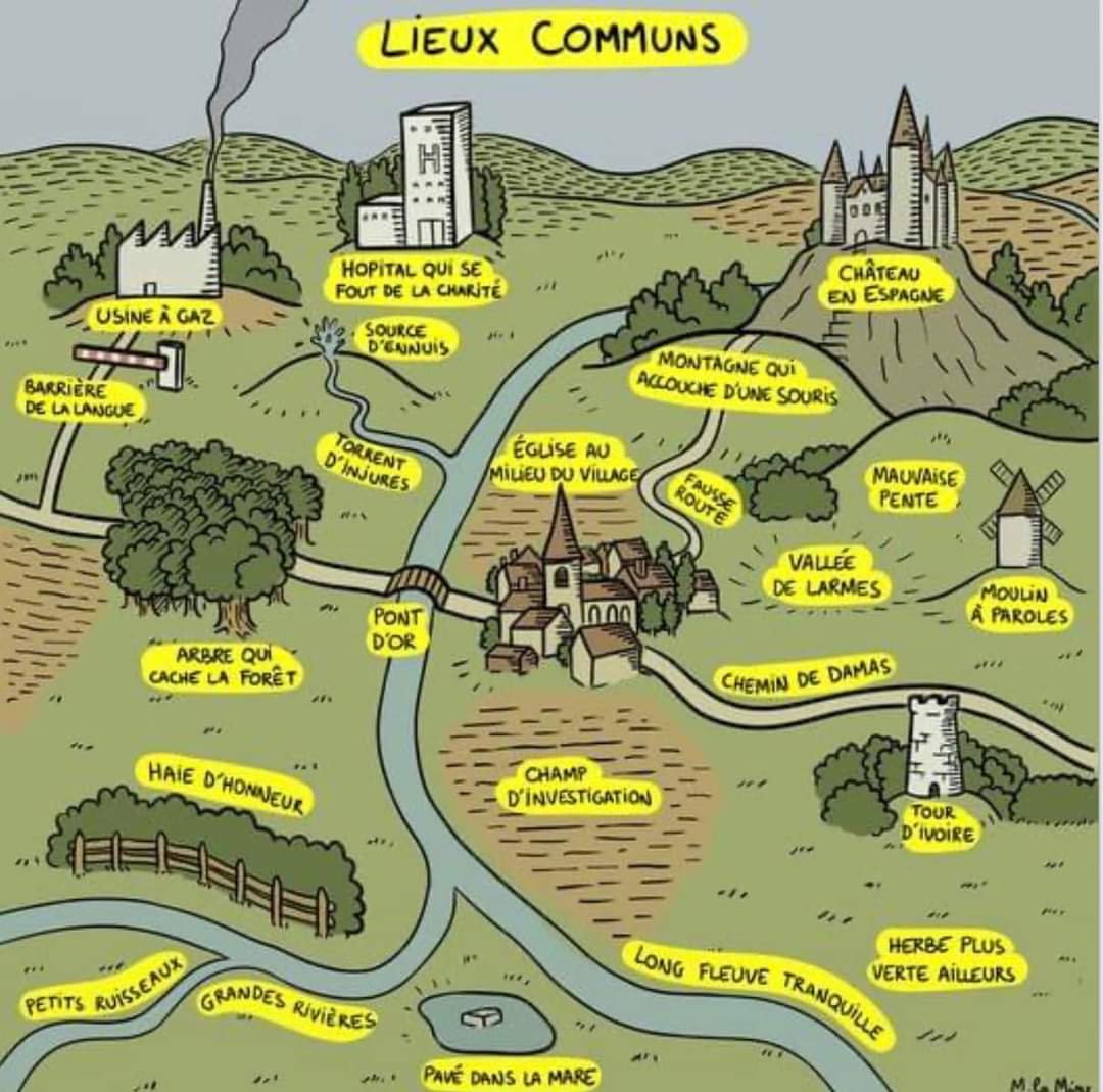 Pour <a href="/lecartographe/">Le Cartographe 🗺 🍷</a> , une carte spéciale, celle des "lieux communs" de la langue française :