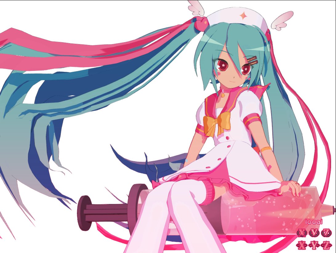 hatsune miku 1girl solo long hair twintails thighhighs red eyes very long hair  illustration images