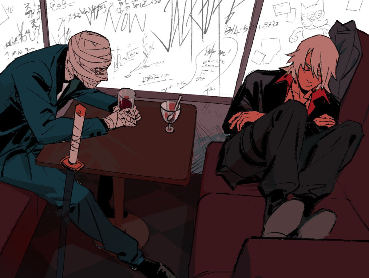 操4点半了 一会还要上班 我却在画画 我疯了吧  #DMC   有参考 是托尼和吉尔维   我他妈我他妈我他妈 溜了 睡一会