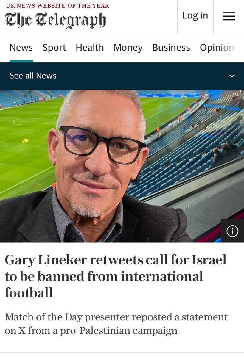 Gary Lineker, the man who shamelessly took £1.6m from human rights abusing, terrorist supporting Qatar, retweets a call for Israel to be banned from international football. Enough is enough! The BBC MUST boot him out. This man is an absolute disgrace.