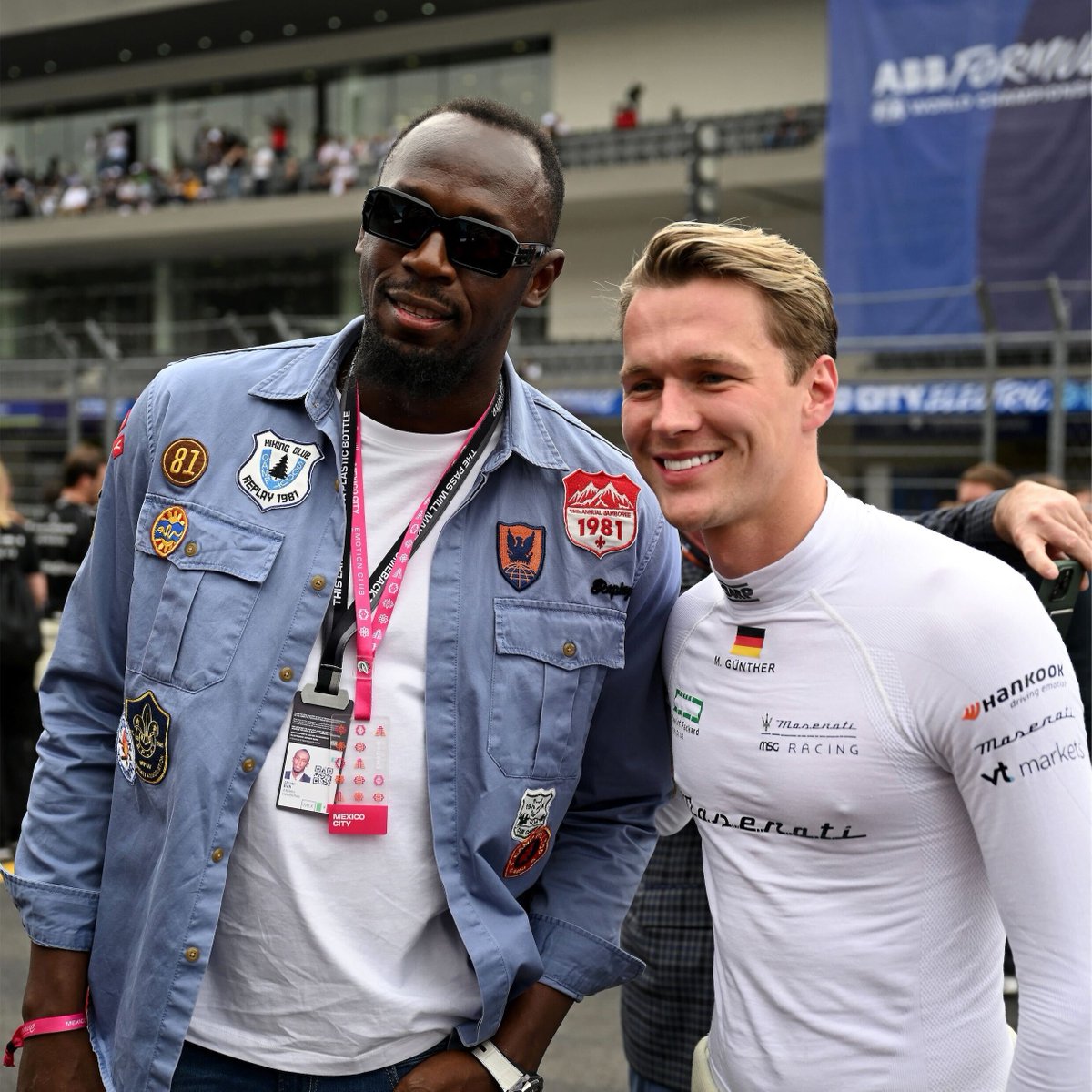 A meeting of speed titans! ⚡️

@usainbolt and our drivers shared a moment at the @Hankook_Sport #MexicoCityEPrix 🏁