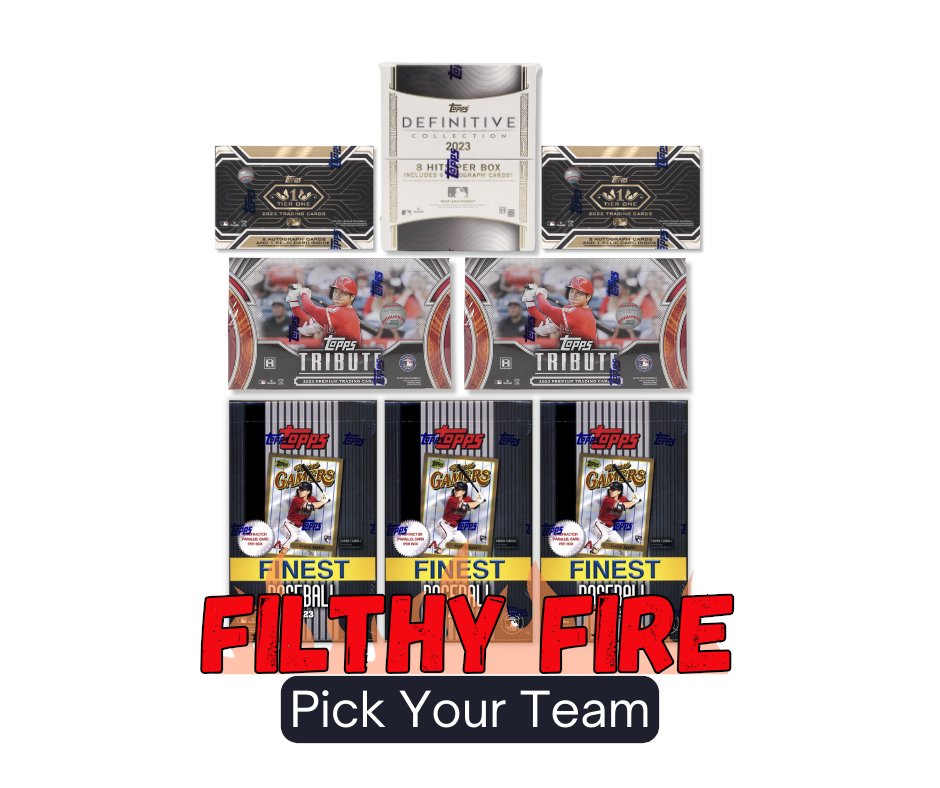 ChompsLiveBreak's tweet photo. PICK YOUR TEAM and get ready for FILTHY FIRE in this High End Licensed Mixer!

Featuring..
(1) ⚾ 2023 Topps Definitive Collection
(2) ⚾ 2023 Topps Tier One
(2) ⚾ 2023 Topps Tribute
(3) ⚾ 2023 Topps Finest Flashbacks

Breaks filling now on our website!
https://t.co/vzT386MSQR https://t.co/SAW5nOjI1a