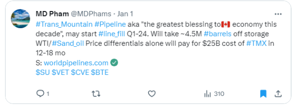 MDPhams's tweet photo. @garquake Thank you, @garquake, for agreeing with our analysis on this #windfall to the 🇨🇦 #economy aka #TMX
#oil #energy_security $SU $CVE $BTE $VET $ATH.to $CL https://t.co/WJuFFjp0d3