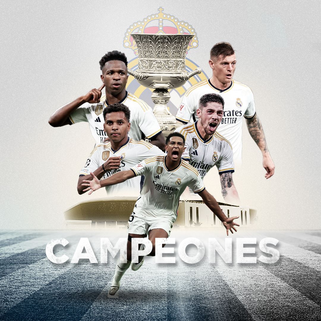 InvictosSomos's tweet photo. ¡¡EL REAL MADRID ES CAMPEÓN DE LA SUPERCOPA DE ESPAÑA!!
¡¡BAILE AL FC BARCELONA DE XAVI EN LA FINAL!!
¡¡GOLEADA HISTÓRICA CONTRA LOS CULÉS!!
¡¡VINICIUS JÚNIOR FUE EL MVP DE LA NOCHE!!
¡¡UN TÍTULO MÁS PARA EL CLUB MÁS GRANDE DEL MUNDO!! https://t.co/GBkGn2g0ao
