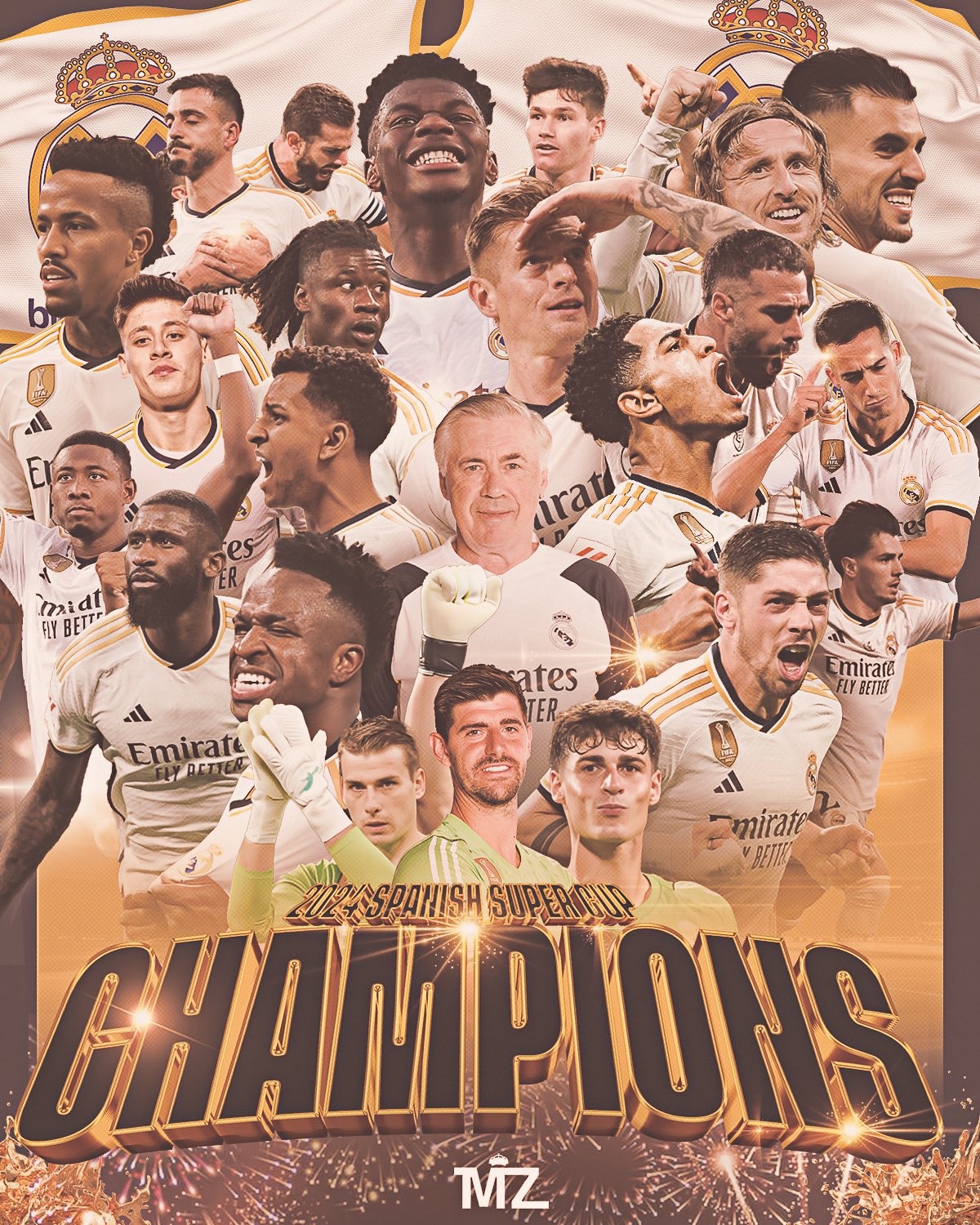 Real Madrid Are 2024 Supercopa De Espana Champions Campeones Celebration  Photo Home Decorations Poster Canvas - Teekaholic