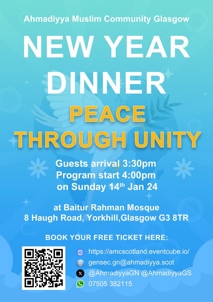 Over 200 joined the Ahmadiyya Muslim Community #Glasgow in celebration of #NewYear2024 annual community event at Ahmadiyya Muslims Baitur Rahman Mosque in Glasgow.

We thank all for your participation today.

#LoveForAllHatredForNone

<a href="/AhmadiyyaUK/">Ahmadiyya UK</a> 
<a href="/AhmadiyyaScot/">Ahmadiyya Scotland</a>
<a href="/marionfellows/">Marion Fellows</a>