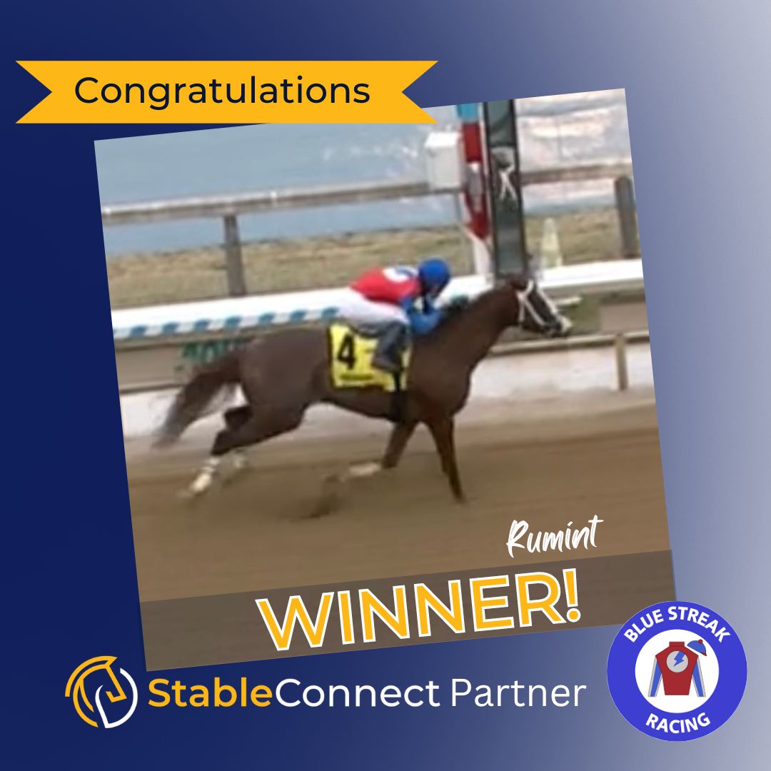 stableconnectap's tweet photo. Congratulations to StableConnect partner @BlueStreakLLC, Rumint, Jockey @KendrickCarmou1 and all the connections on their win today at Aqueduct! https://t.co/4OgcbIwmFw