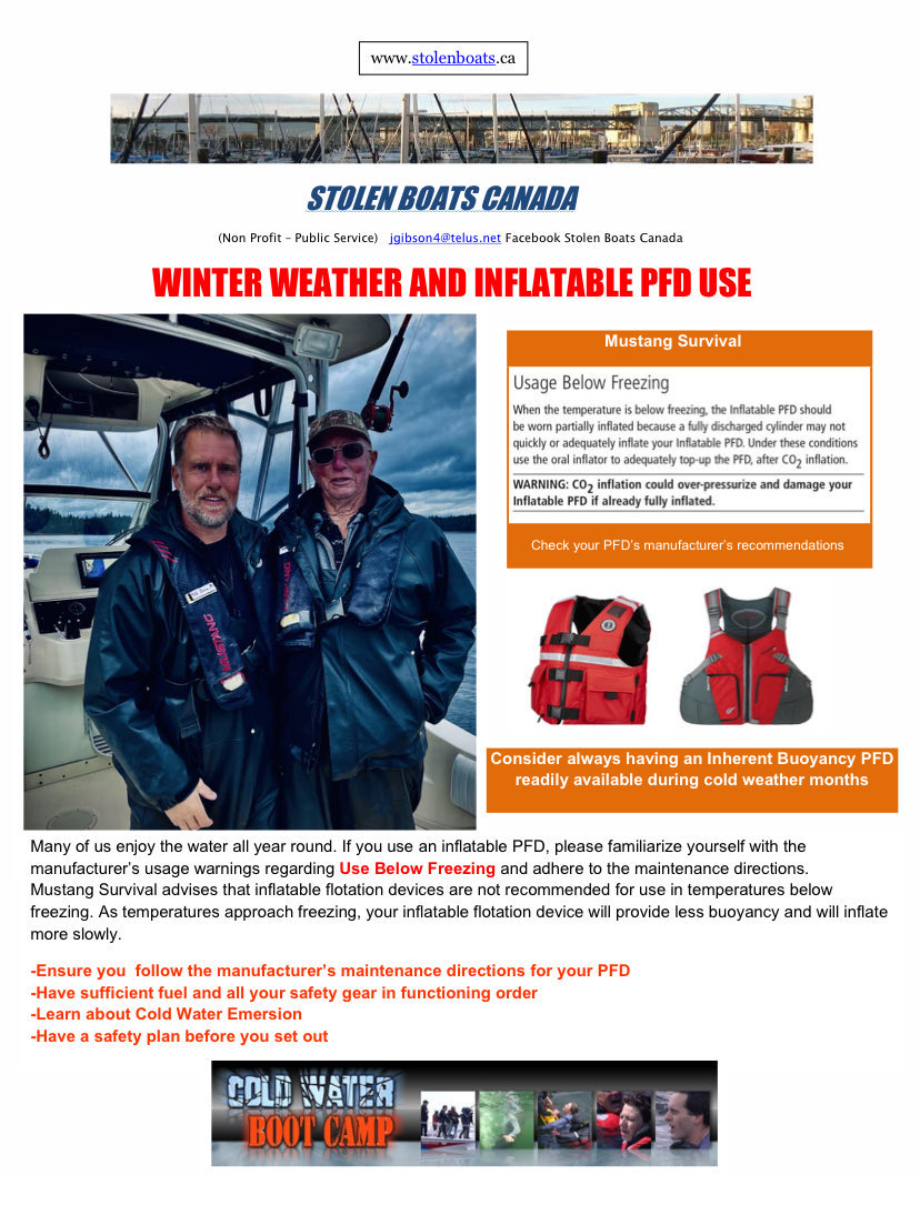 Here’s an important safety tip for anyone who owns an inflatable PFD and ventures out on the water during freezing temperatures. #backupplan