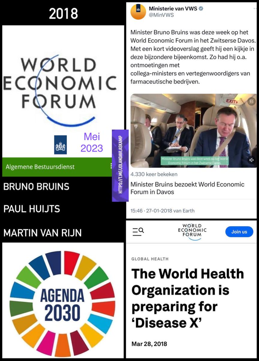 G11Sven's tweet photo. ⚠️ Het fake WEF '#Disease_X' narratief is jarenlang opgebouwd via oa #Nederland: Martin van Rijn, Bruno Bruins &amp; SG Paul Huijts, @MinVWS, @ministerVWS, @RIVM #WHO. Never take vax ☠️.

@EtienneJansen @DennyMaassen
@VolkersBram @2Ajaxfriend
@Momootjem2 @IngeJusta
@BeatrixVertogen https://t.co/YOqWlmFkng