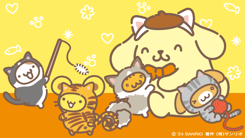 「アンバサダーにえらばれたニャン  」|ポムポムプリン【公式】のイラスト