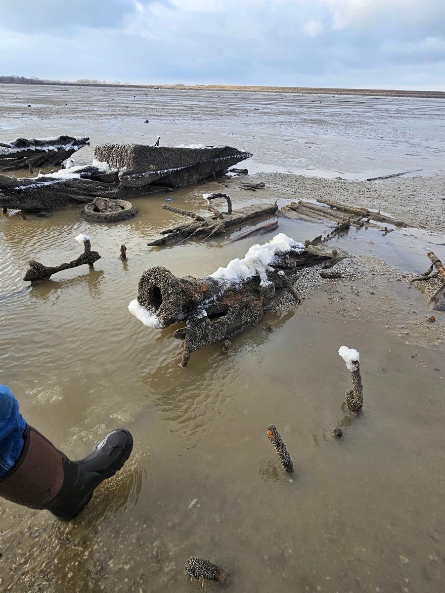 ChrisWTOL's tweet image. SHIPWRECK uncovered! This is absolutely stunning a #shipwreck with what appears to be two cannons uncovered on the bottom of #LakeErie. The extremely low water this weekend near #Toledo has revealed hundreds of years of history! 😳

📸: Torey Lassiter