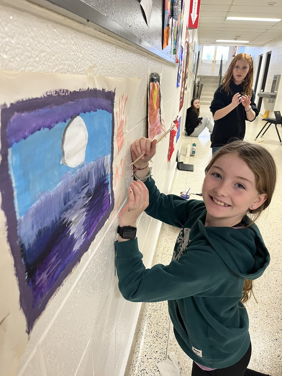 ColborneSchool's tweet image. Caught these students making a mess in the hall! Learning, art, and fun should always go hand in  painted hand. @kprschools