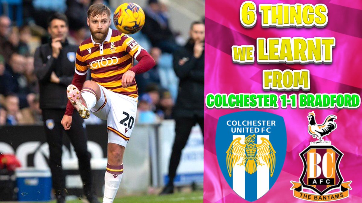 NEW VIDEO OUT NOW!

*6 THINGS WE LEARNT FROM COLCHESTER UNITED 1-1 BRADFORD CITY!*

Watch Here 👉youtu.be/KkPgeIg-nHc?si…

Can We Hit 80 Likes?👍
❤️+♻️Appreciated🙏
#BCAFC #ColU #ColchesterUnited #BradfordCity #Colchester #Bradford #Bantams #Football #League2 #EFL #YouTube #Soccer
