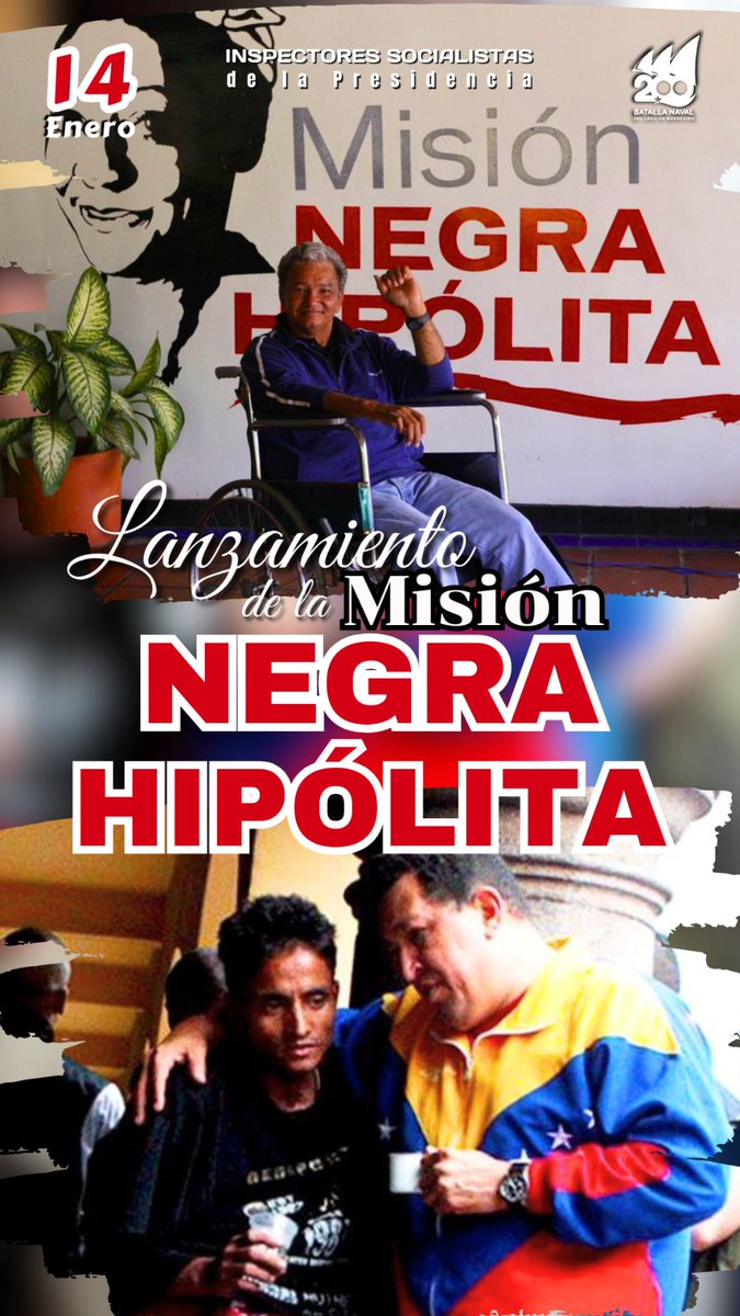 La Misión Negra Hipólita cumple 18 años de su fundación, creada por el Cmdte. Chávez el #14Ene de 2006, con el propósito de integrar a los ciudadanos en situación de calle, garantizando así sus Derechos Humanos. Hoy más vigente por el Pdte @NicolasMaduro

#VenezuelaEnUnionYPaz