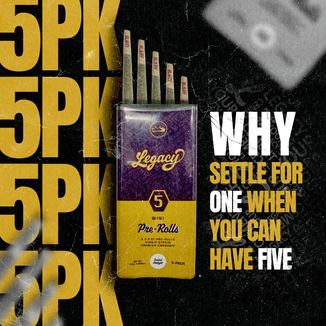 LegacyIL's tweet photo. 🤔Why settle for ONE when you can have FIVE? - Legacy PR Multipack in an airtight container to keep those terps perfectly preserved for an unmatched experience every time. 

👑More rolls, more flavor, more fun.

#cementyourlegacy #legacyloud #LegacyMultipack 🚀💨 https://t.co/2EWLMOz52w
