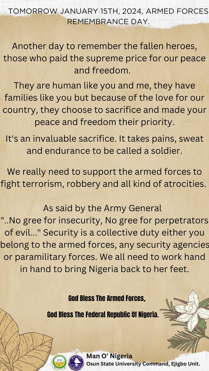 #Armedforcesday 🇳🇬

@HQNigerianArmy