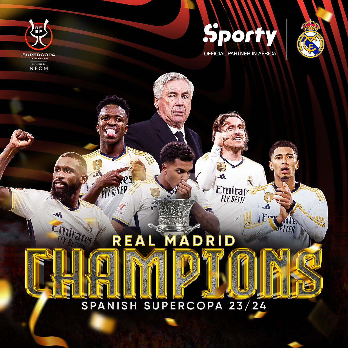 Real Madrid Are 2024 Supercopa De Espana Champions Campeones Celebration  Photo Home Decorations Poster Canvas - Teekaholic