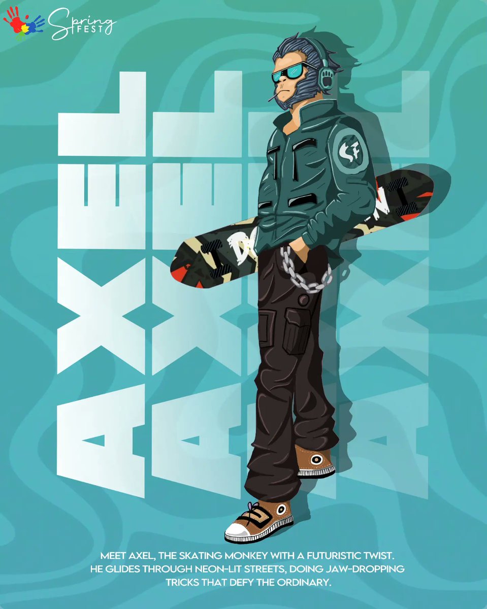 Meet Axel, the skating monkey with a futuristic twist! Jaw-dropping tricks and futuristic vibes are taking over Spring Fest 2024, and Axel is leading the way as the official mascot! #Axel #TheSkatingMonkey #iit #iitkgp #iitkharagpur #springfest #sf #sf2024 #sf24 #SpringFest2024