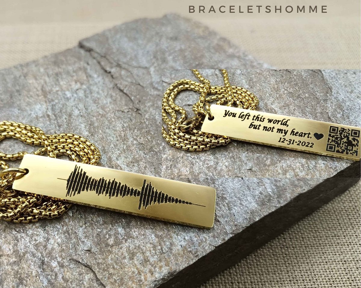 Personalized soundwave necklace, Valentine's Day Gifts #etsyfinds #etsyhandmade #soundwavejewelry #valentinesdaygifts #giftsforhim #giftsforher braceletshomme.etsy.com/listing/163657…