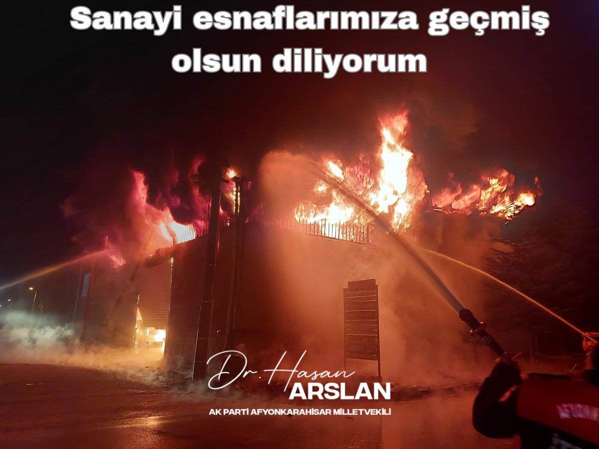 Bugün akşam saatlerinde Afyonkarahisar 2. Küçük Sanayi Sitesinde çıkan yangında zarar gören esnaflarımıza geçmiş olsun diliyorum.