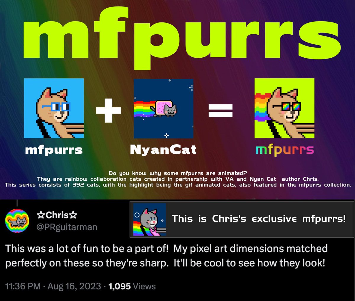aft3rpartyeth_'s tweet photo. ๐โโฌ๐๐๐๐๐๐๐๐๐๐๐๐๐
Some information on @mfpurrs for all the noobs coming into the #Ethscriptions ecosystem โ
โขFounder: @VirtualAlaska_
โขArtistโs: @arianamanavi x @PRguitarman ๐โโฌ๐
โขMarket: @ordex_io โ
https://t.co/miAECed0Nu
#mfpurrs #mfers #OnChainArtifacts https://t.co/p405ULhWZX