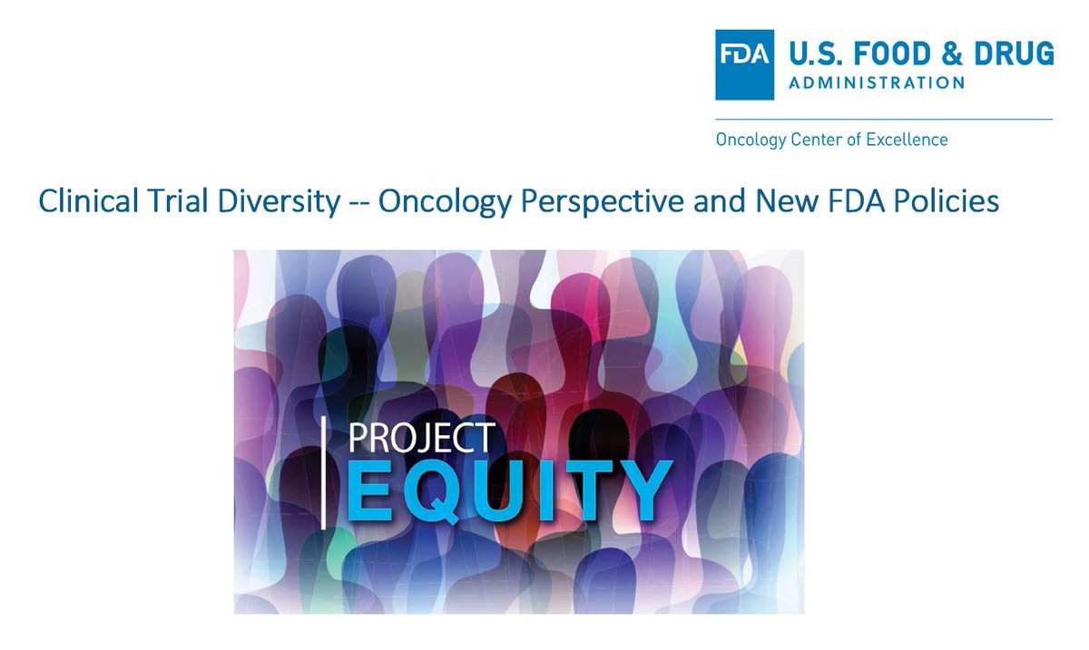 FDA Oncology's Project Equity developed an overview of clinical trial diversity from the OCE perspective. Learn more about FDA's guidance on Diversity Plans and new FDA policies.
fda.gov/media/174159/d…

#OCEProjectEquity